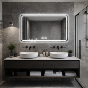 Frameless LED Bathroom Mirror – 50×70 cm | Defogging