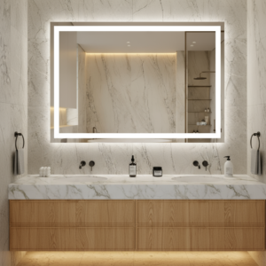 Large Rectangle Frameless LED Mirror –  76×102 cm